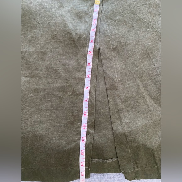 Zara linen pencil skirt in dark olive green - Picture 7 of 11